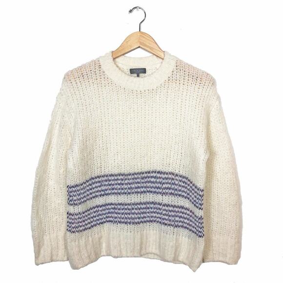 Rag and Bone Iceland Crew Alpaca Sweater Cozy Oversized Contrast Stripe M - Picture 1 of 7